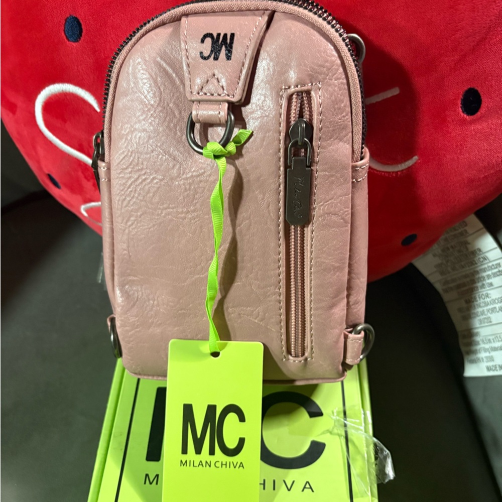 Pink Leather Crossbody Bag